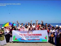 Keseruan Family Gathering Kecamatan Tamalanrea di Pantai Biru