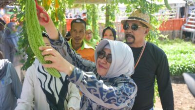 Indira Yusuf Ismail Tinjau Produk UMKM, Main Engklek dan Panen Sayur di Longwis Ichinomia