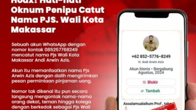 Hoax! Hati-hati Akun WhatsApp Catut Nama Pjs Wali Kota Makassar Arwin Azis Beredar, Modus Pinjam Uang