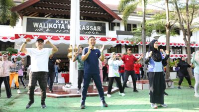 Andi Arwin Azis Akhiri Masa Jabatan sebagai Pjs Wali Kota Makassar dengan Senam Bersama dan Apel