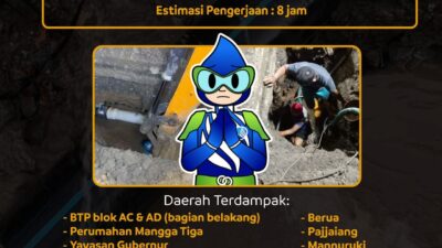 Gerak Cepat, PDAM Makassar Benahi Pipa Bocor di Paccerakkang