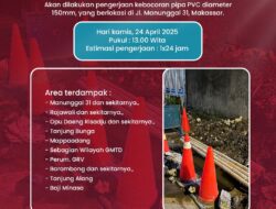 PDAM Makassar Lakukan Perbaikan Pipa Bocor di Jalan Manunggal 31, Masyarakat Diminta Tampung Air