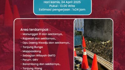 PDAM Makassar Lakukan Perbaikan Pipa Bocor di Jalan Manunggal 31, Masyarakat Diminta Tampung Air