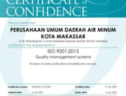 PDAM Makassar Raih Sertifikasi ISO 9001 Standar Internasional, Beni Iskandar:Menjadi Motivasi Bagi Kami Terus Tingkatkan Kualitas Pelayanan